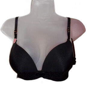 Youmita Black Lace Soft Cup Demi 38B Bra NWT